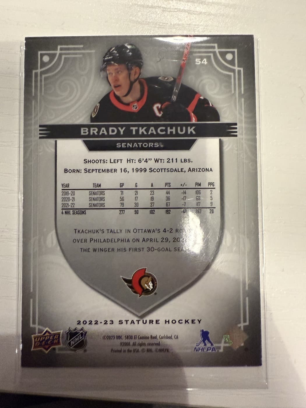 Brady Tkachuk back