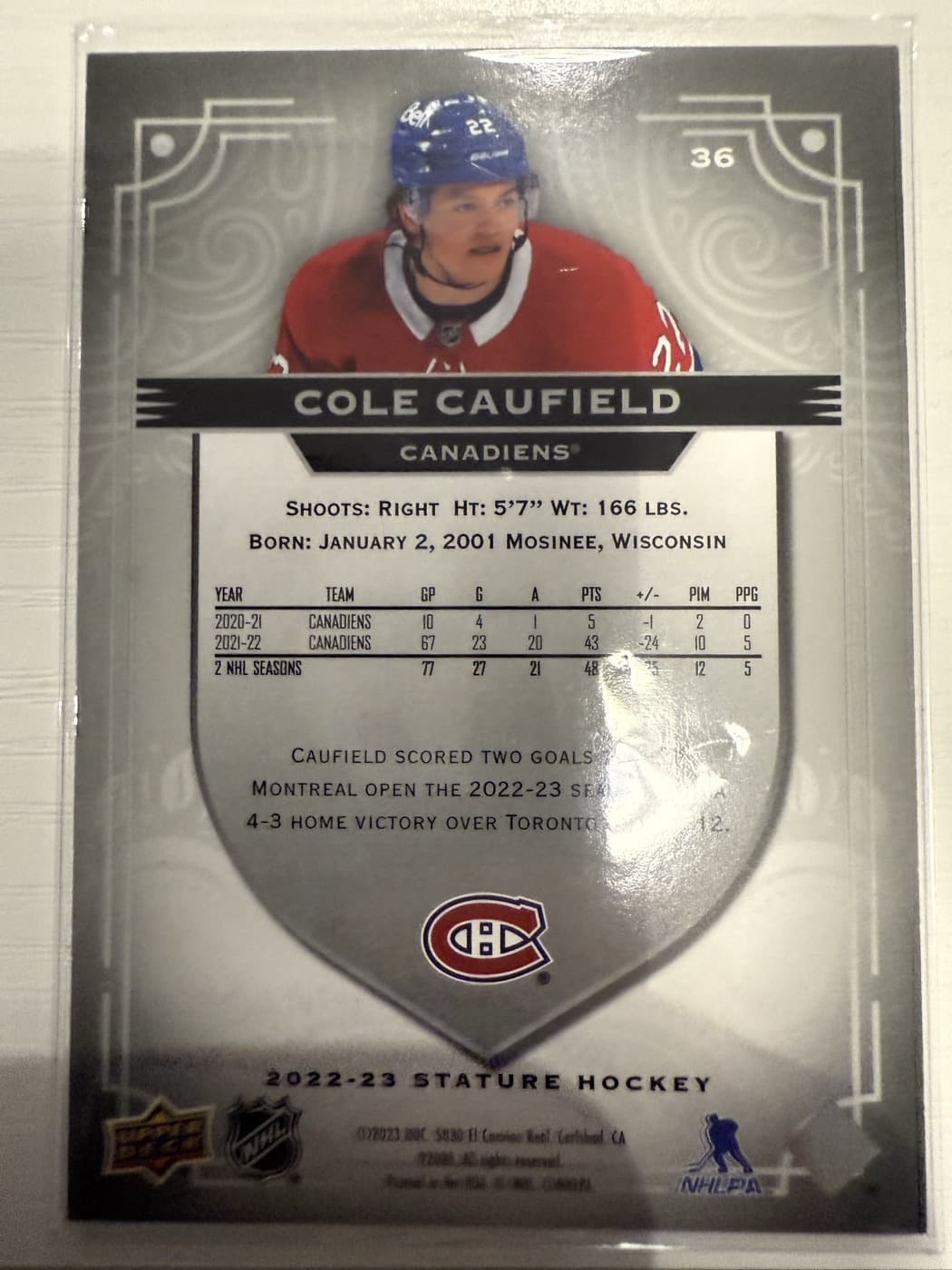 Cole Caufield back