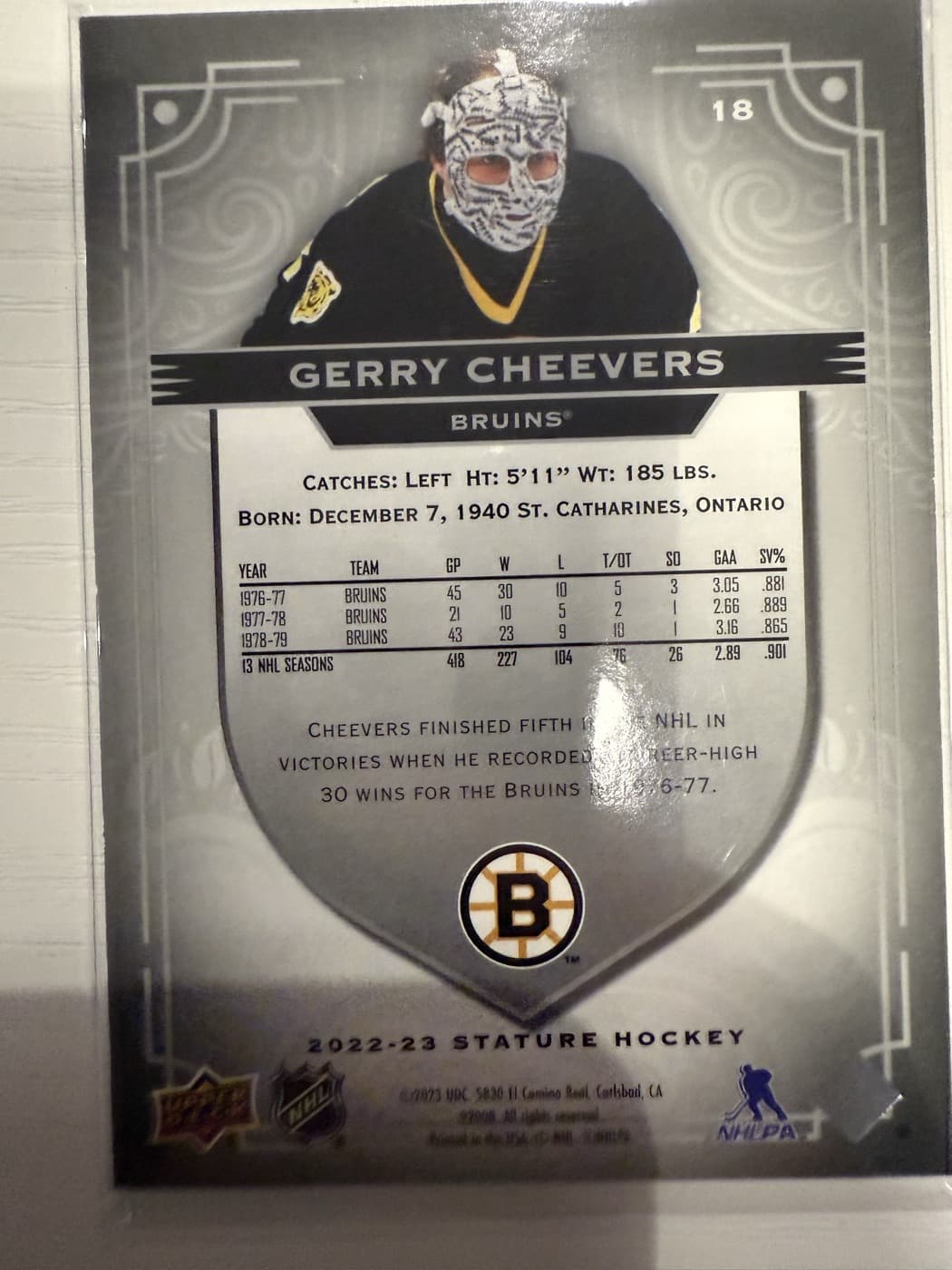 Gerry Cheevers back