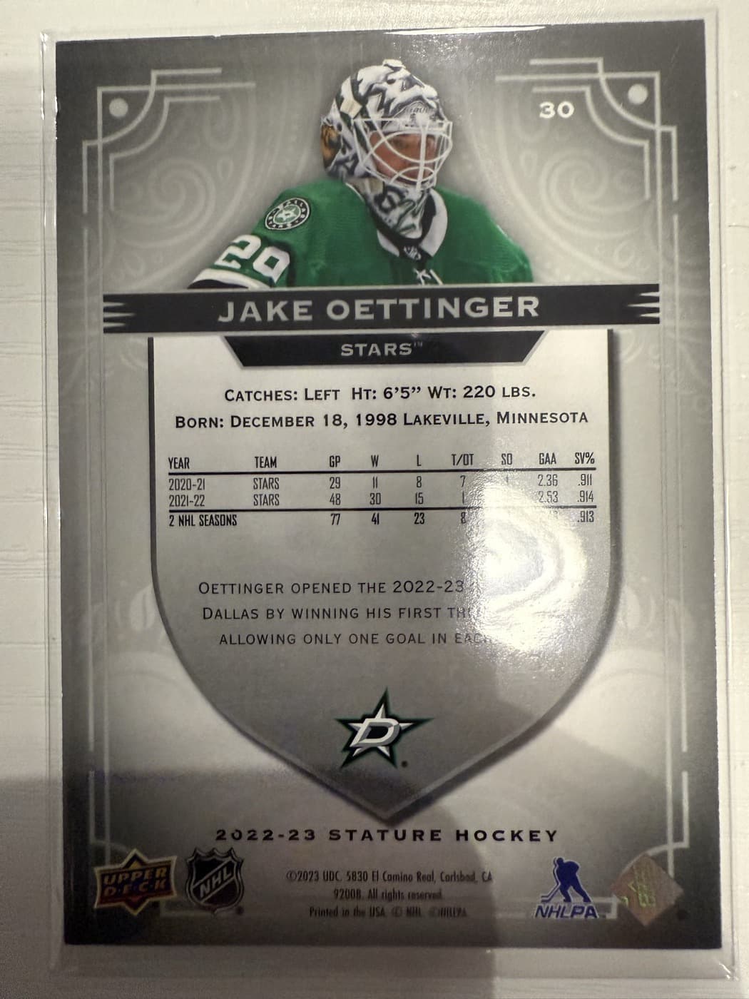 Jake Oettinger back