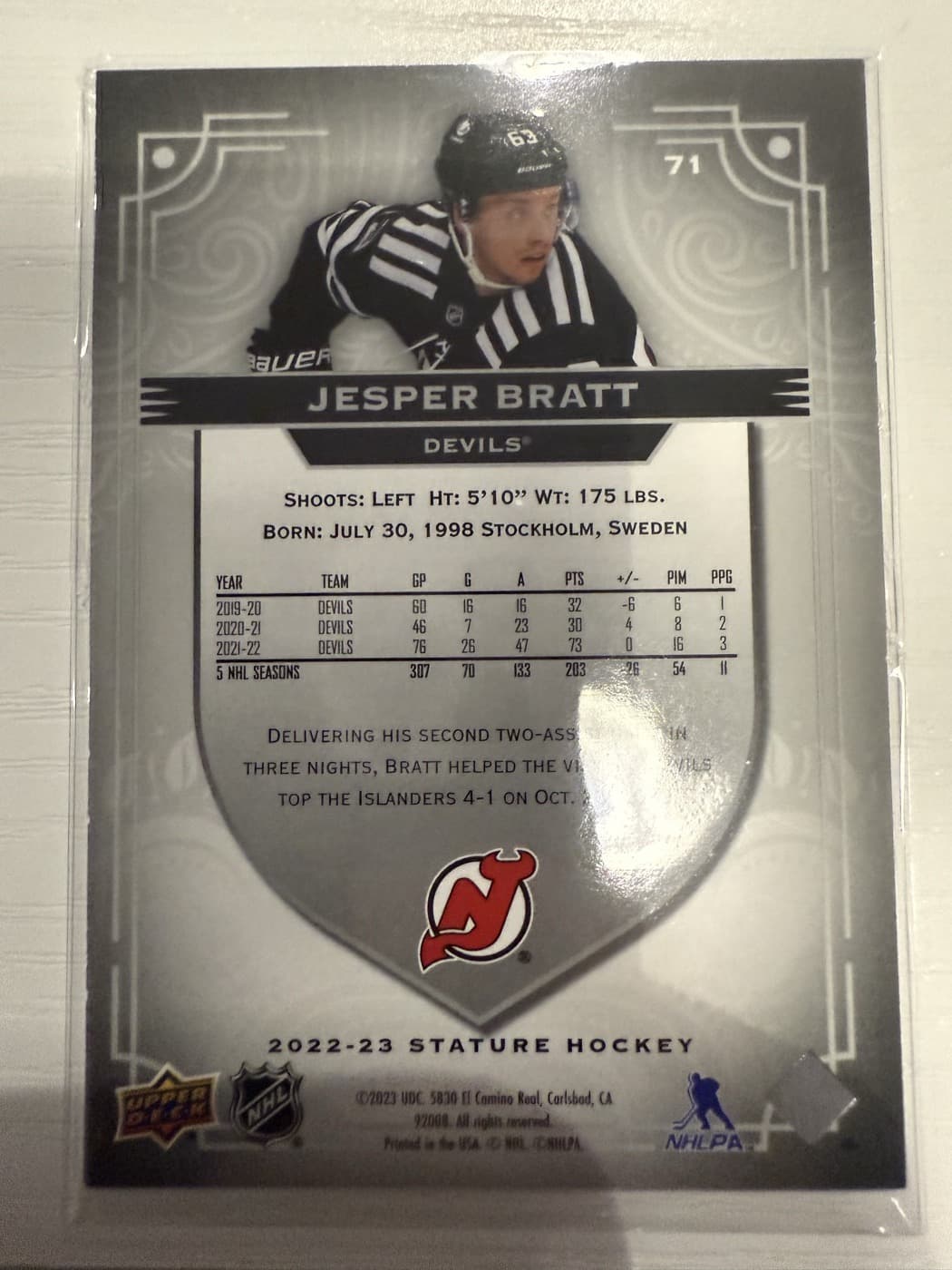 Jesper Bratt back