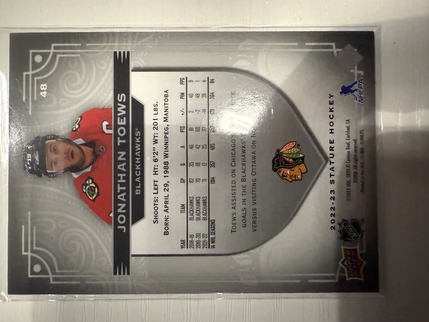 Jonathan Toews back