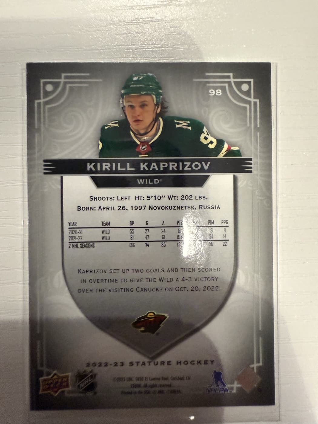 Kirill Kaprizov back