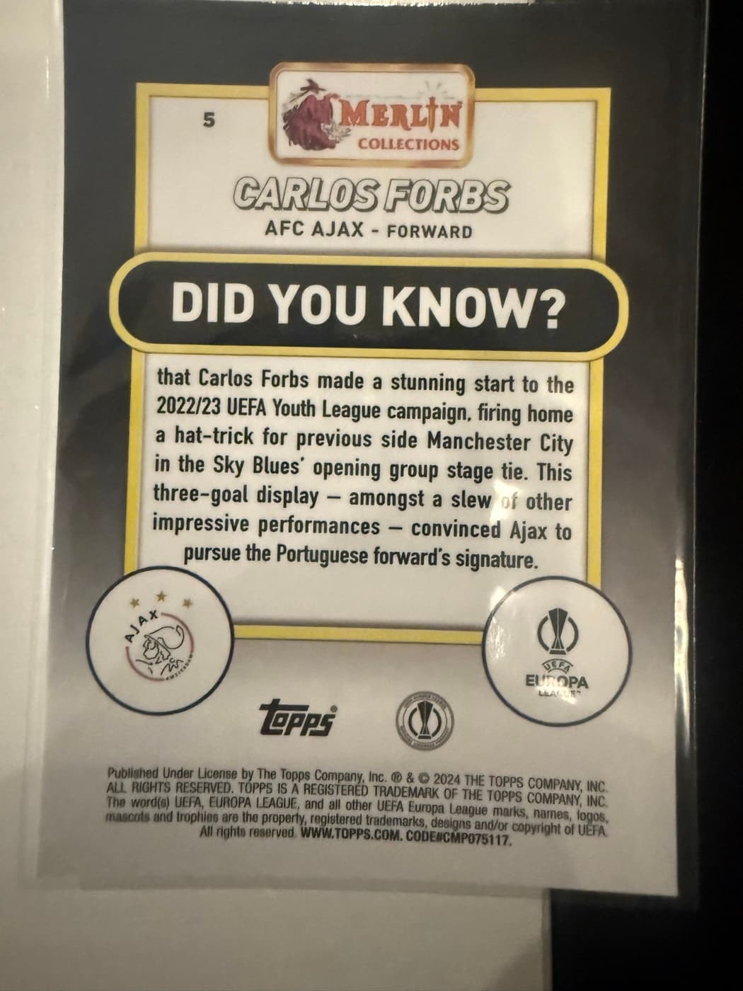 Carlos Forbs back