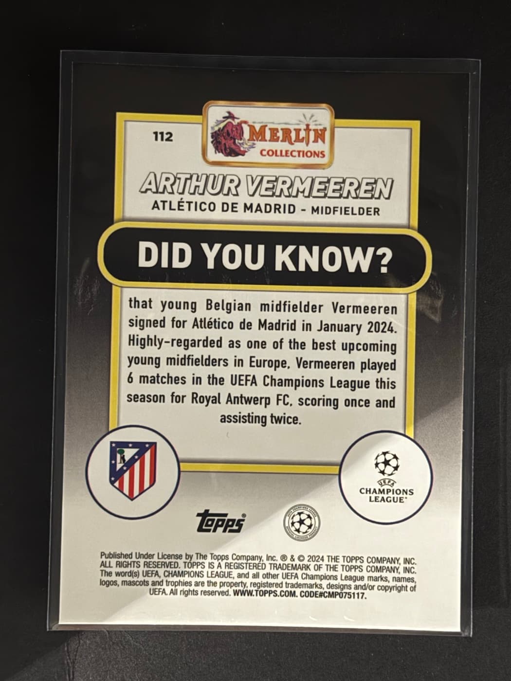 Arthur Vermeeren back