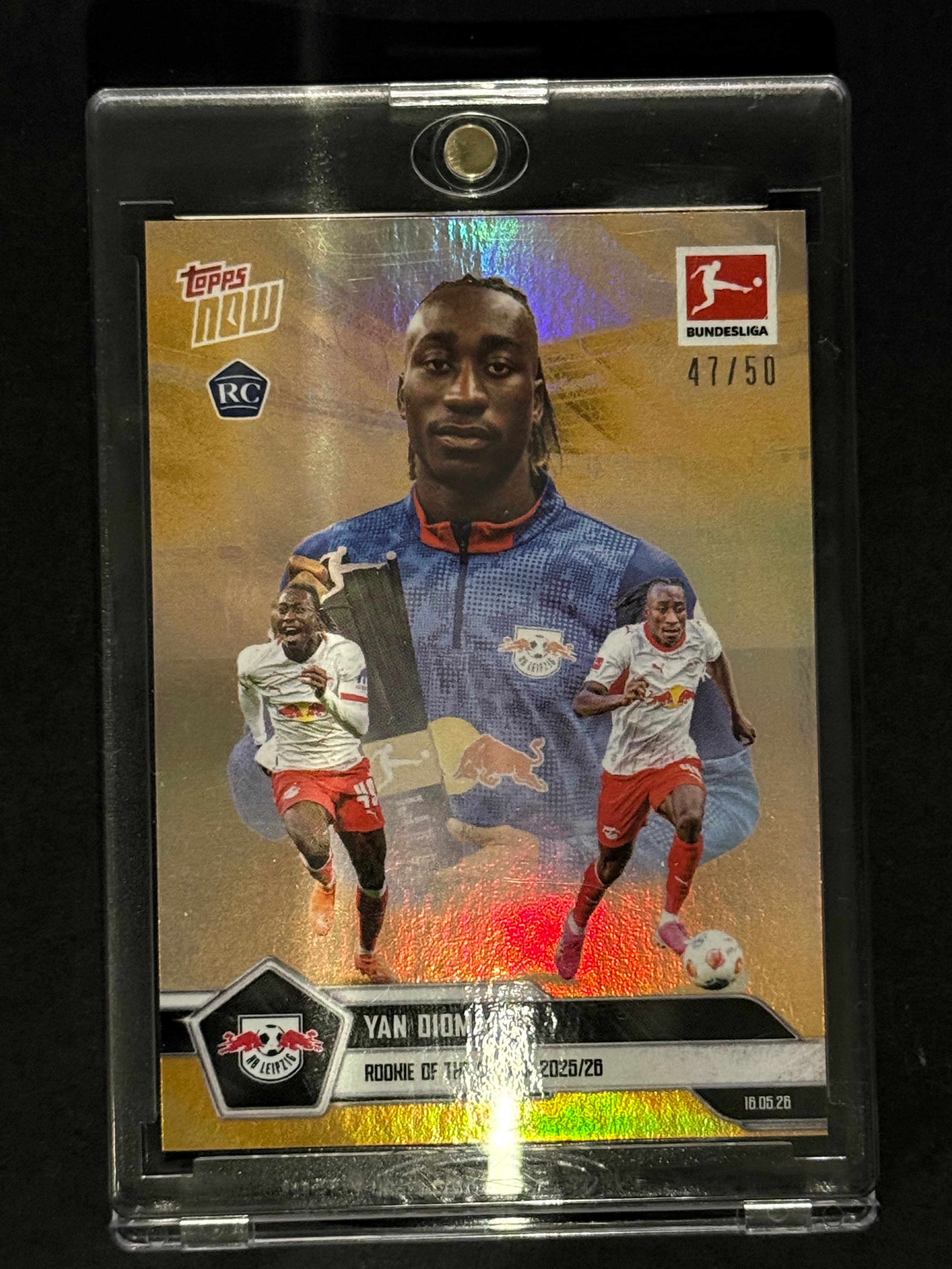 2025-26 Topps NOW Bundesliga Yan Diomande RC Rookie of Season #193 Gold 47/50