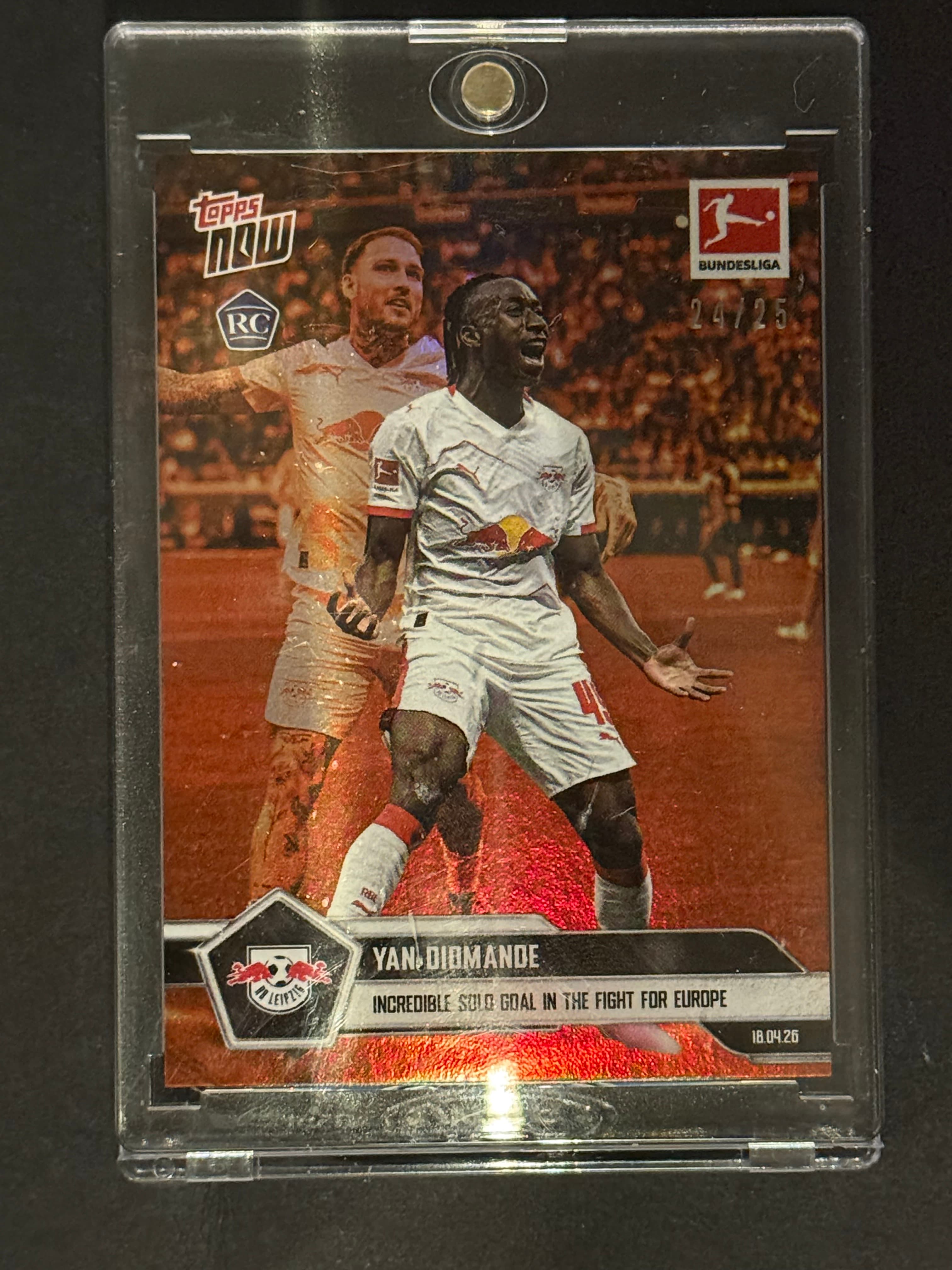 2025-26 Topps NOW Bundesliga Yan Diomande RC #174 Orange Foil 24/25