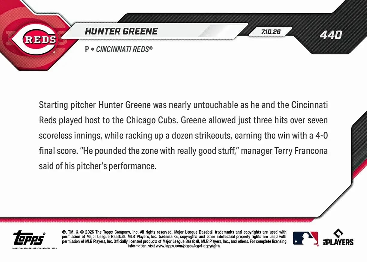 Hunter Greene back