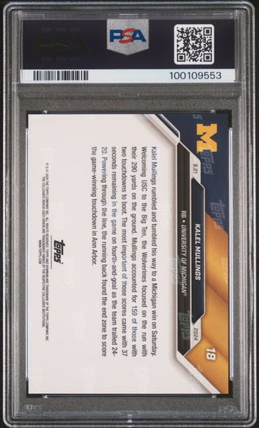 2024 BOWMAN U NOW KALEL MULLINGS   18  PURPLE PSA GEM MT 10  /25