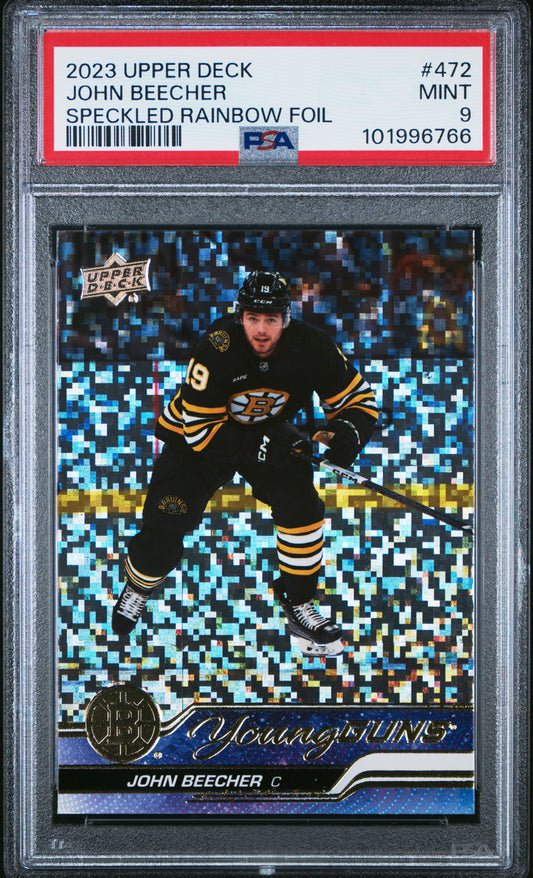 2023 UPPER DECK JOHN BEECHER   472  SPECKLED RAINBOW FOIL PSA MINT 9