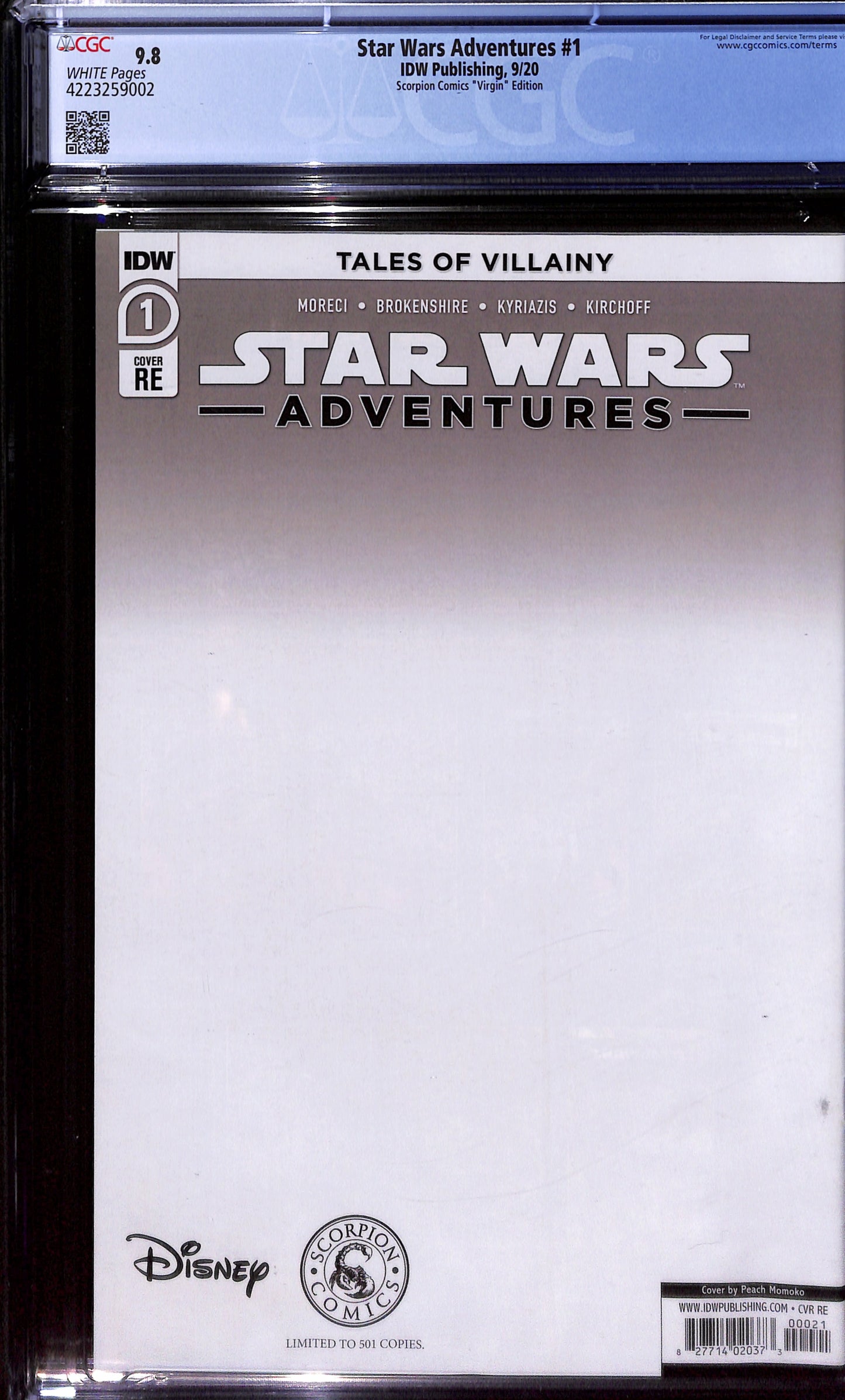 Star Wars Adventures #1 Virgin Cover CGC 9.8 Peach Momoko