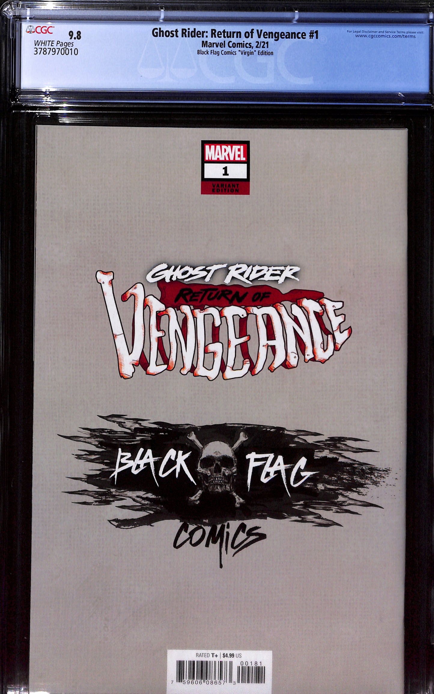 Ghost Rider: Return of Vengeance #1 Black Flag Comics "Virgin" Edition 9.8