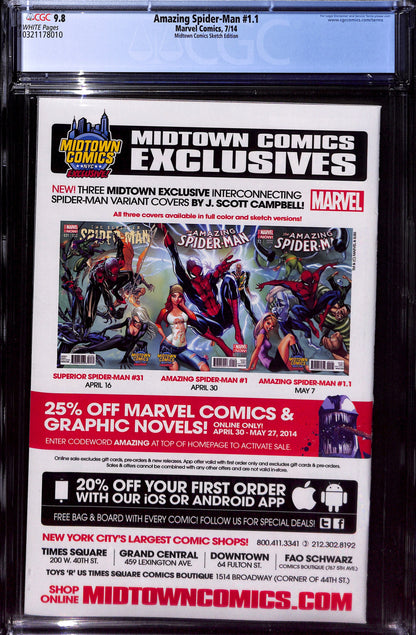 Amazing Spider-Man #1.1 Midtown Comics Sketch Edition 9.8