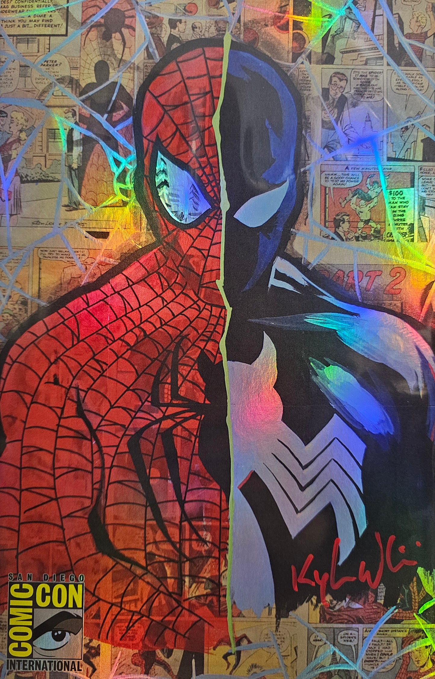 Spider-man Comic Foil Art Print Signed by Kyle Willis SDCC