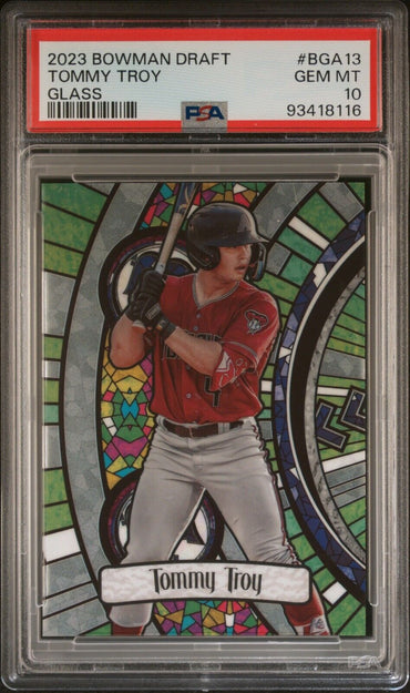 2023 BOWMAN DRAFT BOWMAN GLASS BGA13 TOMMY TROY PSA 10