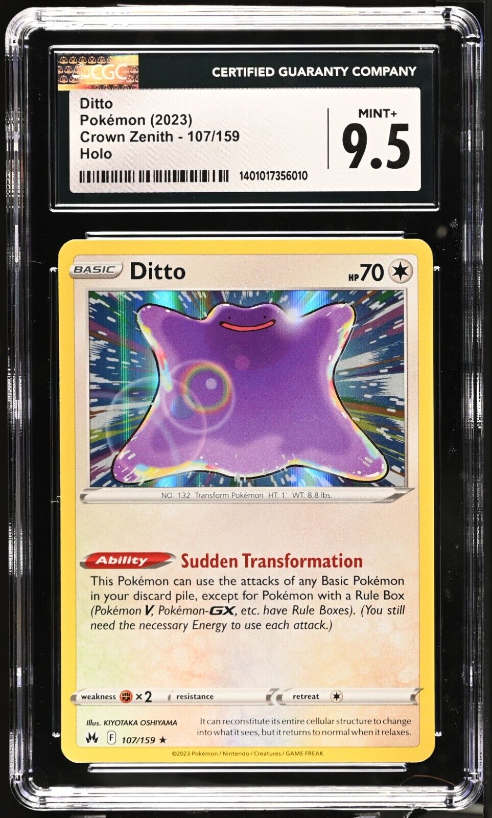 Pokemon Ditto 107/159 Crown Zenith English Mint+ 9.5 (2023)