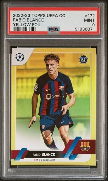 2022 TOPPS UEFA CLUB COMPETITIONS FABIO BLANCO 172 YELLOW FOIL PSA 9 /299