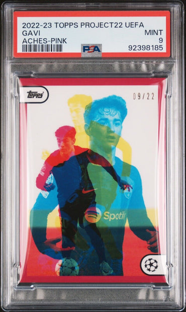 2022 TOPPS PROJECT22 UEFA GAVI ACHES-PINK PSA 9 /22