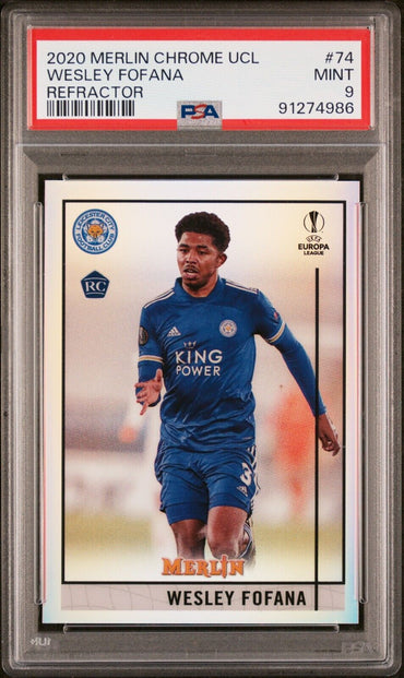 2020 TOPPS MERLIN CHROME UEFA CHAMPIONS LEAGUE WESLEY FOFANA 74 REFRACTOR PSA 9