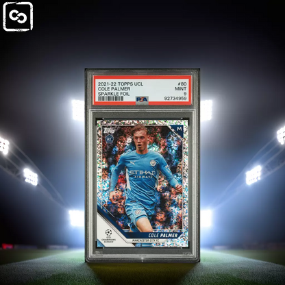 2021-22 TOPPS UEFA CHAMPIONS LEAGUE COLE PALMER 80 SPARKLE FOIL PSA 9