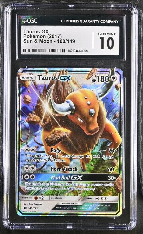 Pokemon Tauros GX 100/149 Sun & Moon English Ultra Rare Gem Mint 10 (2017)