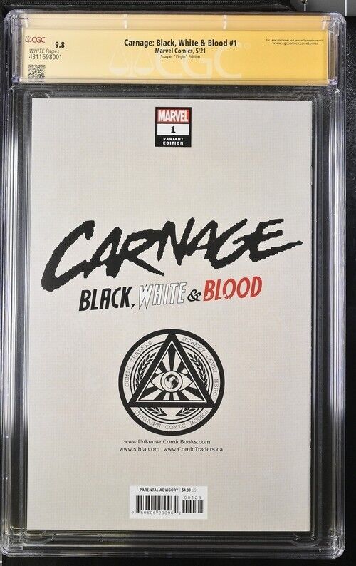 Carnage #1: Black White & Blood #1 Virgin, 9.8