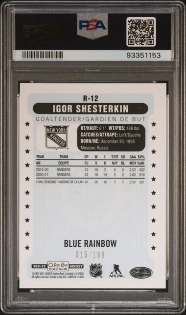 2021 UPPER DECK O-PEE-CHEE PLATINUM RETRO Igor Shesterkin /199 Mint 9