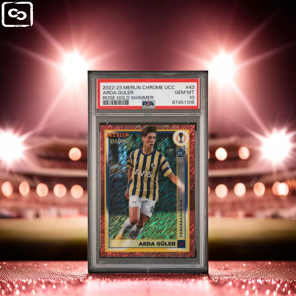 2022-23 TOPPS MERLIN CHROME UEFA ARDA GULER 43 ROSE GOLD SHIMMER PSA 10 /299