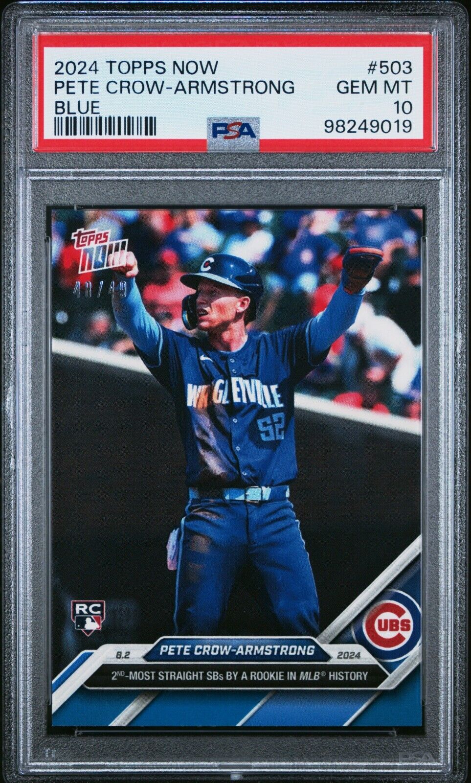 2024 TOPPS NOW 503 PETE CROW-ARMSTRONG BLUE PSA 10 /49