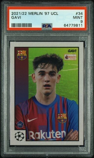 2021-2022 TOPPS MERLIN HERITAGE '97 UEFA GAVI 34 PSA 9