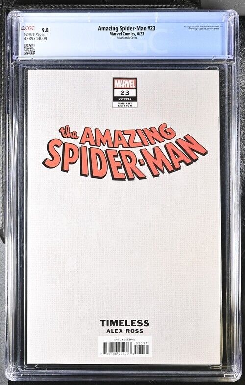 Marvel Comics: Amazing Spider- Man #23 Ros Sketch Cover CGC 9.8 (2023)