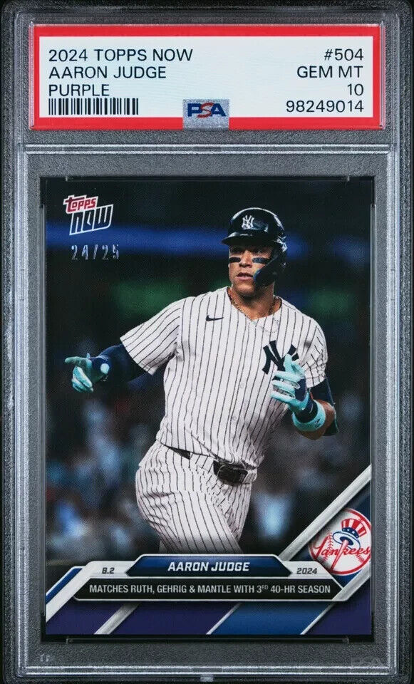 2024 TOPPS NOW 504 AARON JUDGE PURPLE PSA 10 /25