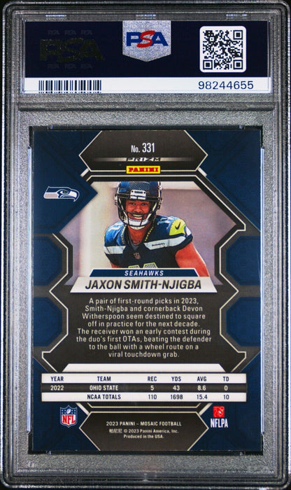 2023 PANINI MOSAIC 331 JAXON SMITH-NJIGBA REACTIVE BLUE GEM MINT 10