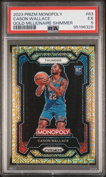 2023 PANINI PRIZM MONOPOLY CASON WALLACE #63 GOLD MILLIONAIRE SHIMMER MINT 5