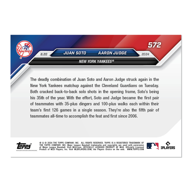 "PRE-SALE" 2024 MLB TOPPS NOW Juan Sotto & Aaron Judge #257 "PRESALE"