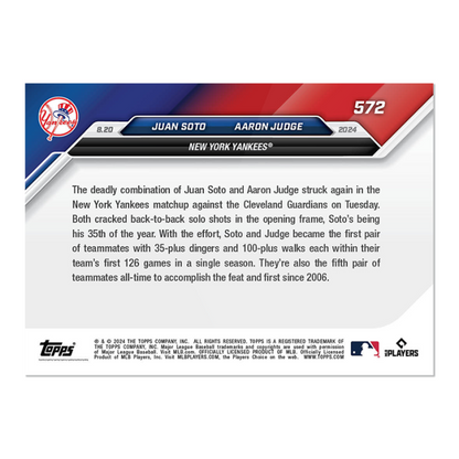 "PRE-SALE" 2024 MLB TOPPS NOW Juan Sotto & Aaron Judge #257 "PRESALE"