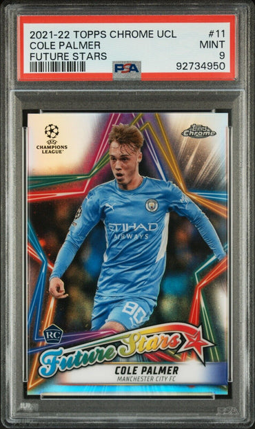 2021 TOPPS CHROME UEFA FUTURE STARS COLE PALMER 11 FUTURE STARS PSA 9