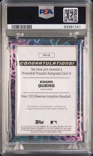 2023 BOWMAN INCEPTION PRIMORDIAL PROSPECTS AUTOGRAPH Edgar Quero /75 Gem Mint 10