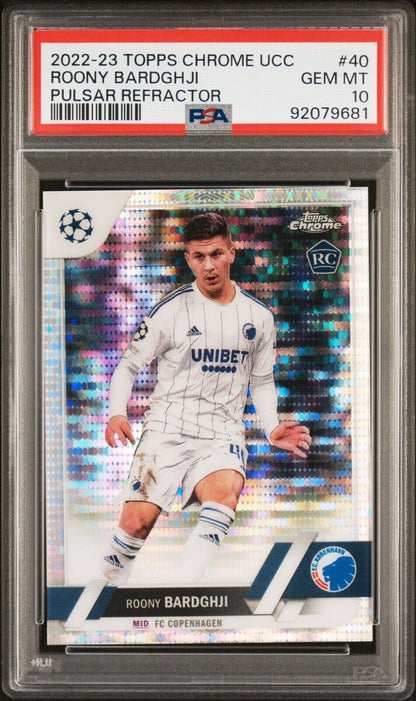 2022-23 TOPPS CHROME UEFA CLUB COMPETITIONS ROONY BARDGHJI 40 PULSAR PSA 10