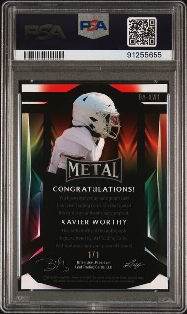 2023 LEAF METAL AUTOGRAPHS Xavier Worthy 1/1 Mint 8