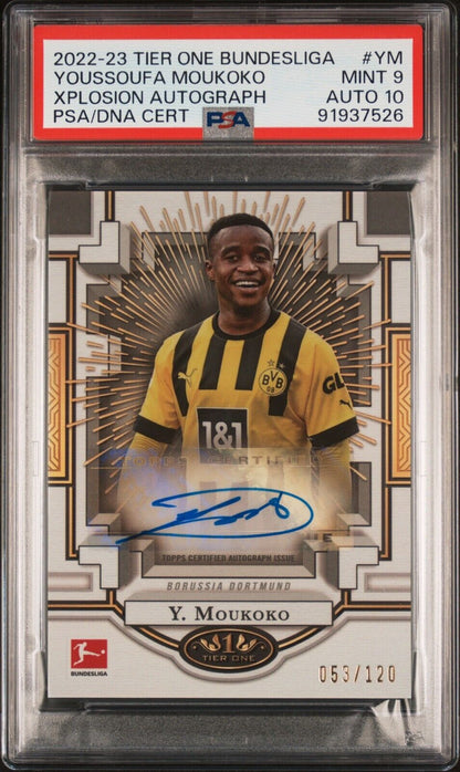 2022-23 TOPPS TIER ONE BUNDESLIGA AUTOGRAPHS YOUSSOUFA MOUKOKO PSA 9 /120