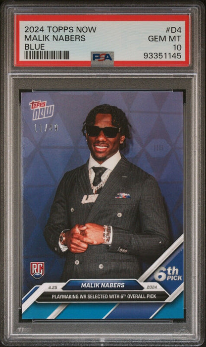 2024 TOPPS NOW D4 MALIK NABERS BLUE PSA 10 /49