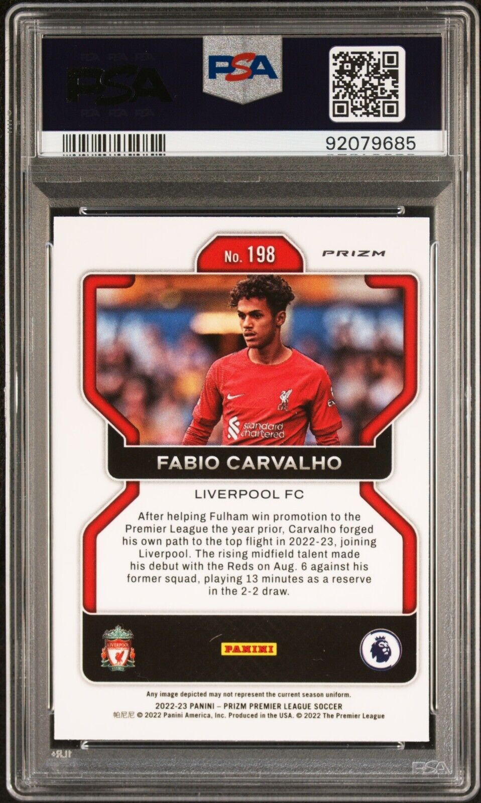 2022-23 PANINI PRIZM PREMIER LEAGUE FABIO CARVALHO 198 MOJO PSA 9