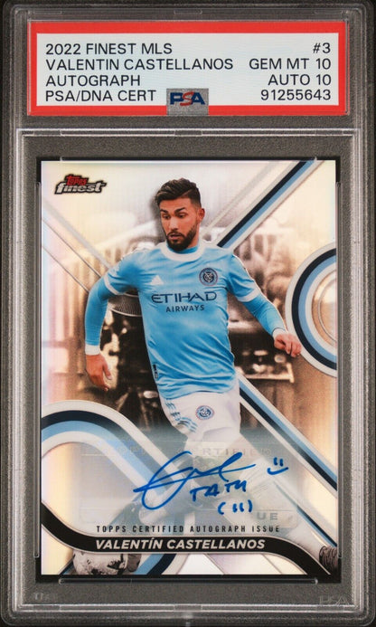 2022 TOPPS FINEST MLS VALENTIN CASTELLANOS 3 AUTOGRAPH PSA 10