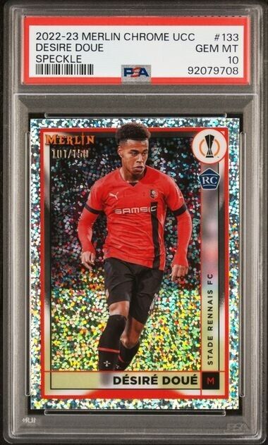 2022-23 TOPPS MERLIN CHROME UEFA DESIRE DOUE 133 SPECKLE REFRACTOR PSA 10 /150