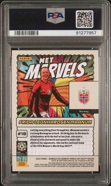 2023 PANINI DONRUSS FIFA WOMEN'S WORLD CUP F. LEONHARDSEN MAANUM 18 PSA 10