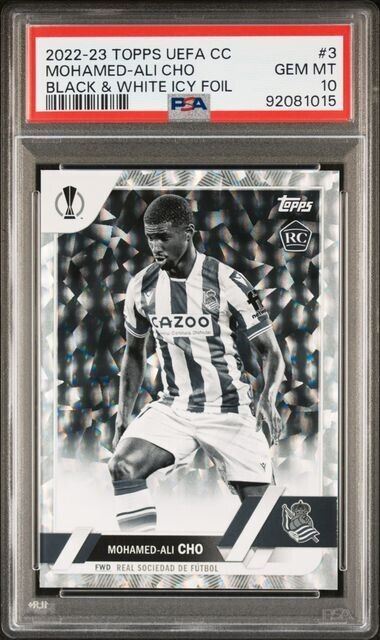 2022 TOPPS UEFA MOHAMED-ALI CHO 3 BLACK & WHITE ICY FOIL PSA 10 /150