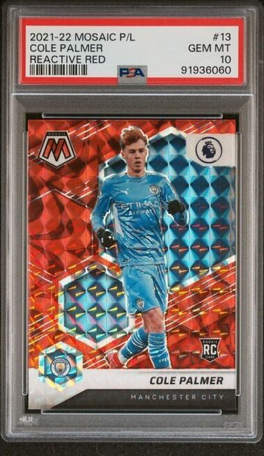 2021 PANINI MOSAIC PREMIER LEAGUE COLE PALMER 13 REACTIVE RED PSA 10