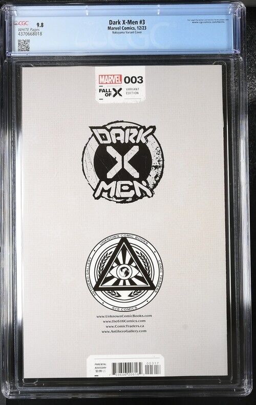 Dark X-Men #3 Nakayama Variant Cover CGC 9.8 (2023)