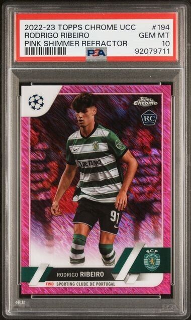 2022-23 TOPPS CHROME UEFA RODRIGO RIBEIRO 194 PINK SHIMMER PSA 10 /250